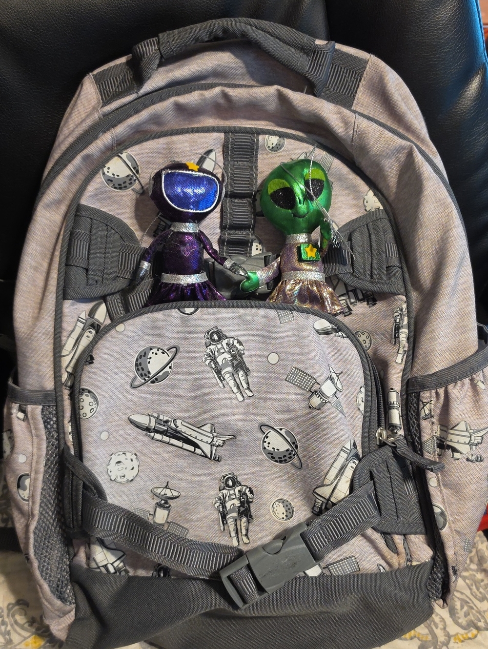Space Print Backpack in Lavender And Gray - Picture 7 of 7